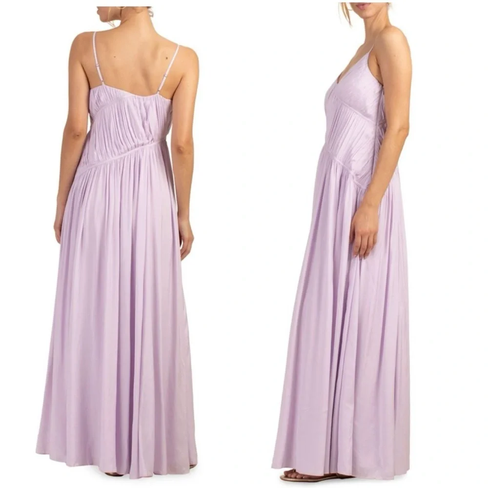 Trina Turk Women's Asymmetrical Pleated Cherry Grove Purple Maxi Dress Medium